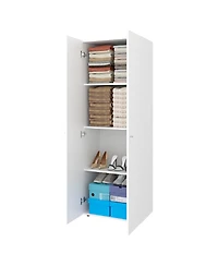 Fm Furniture World 2-Door Tall Wardrobe Cabinet, 4 Shelves, Vertical Storage, 66.9"H – Bedroom