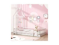 Slickblue House Style Twin Floor Bed with Decorative Headboard - 48