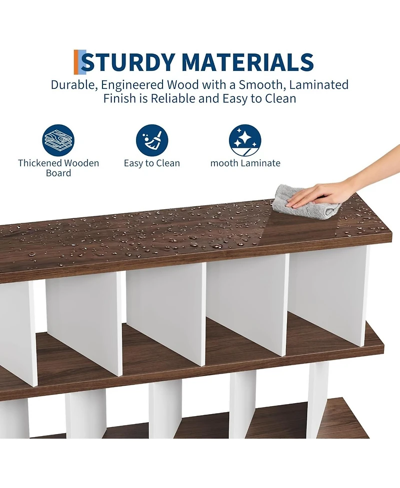 Gaomon 8 Cube Bookcase, Low Open Wood Storage Shelf with Removable Back Panels, Freestanding Bookshelf