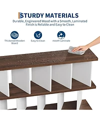 Gaomon 8 Cube Bookcase, Low Open Wood Storage Shelf with Removable Back Panels, Freestanding Bookshelf