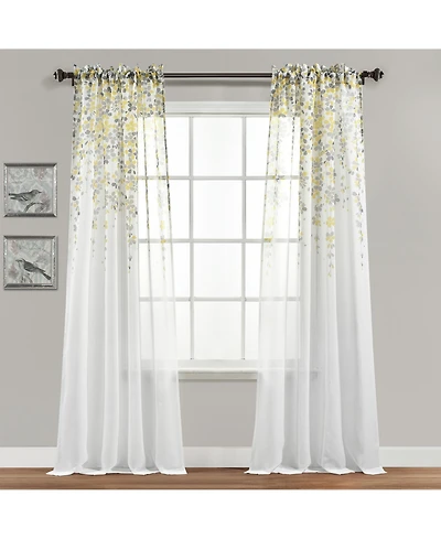 Lush Decor Weeping Flower Room Darkening Window Curtain Panels Pair 52"W x 84"L + 2" - Floral Curtains for Bedroom