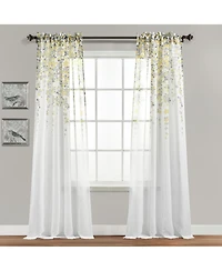Lush Decor Weeping Flower Room Darkening Window Curtain Panels Pair 52"W x 84"L + 2" - Floral Curtains for Bedroom