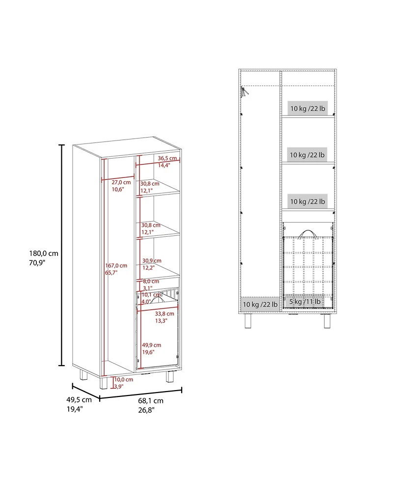 Fm Furniture The Mirage Modern Storage Cabinet with 2 Doors, 1 Drawer, and Metal Legs,Perfect for Organizing Bathrooms,Laundry Rooms, and Common Areas