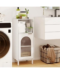 Volenca Wood Bathroom Floor Storage Cabinet Organizer with Adjustable Shelf