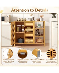 Volenca 2-Door Bamboo Bathroom Storage Cabinet Organizer with Shelves, Freestanding