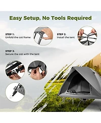 Mecale 2-Person Foldable Camping Cot Tent Combo, Off-Ground Sleeping Shelter for Adults