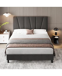 gaomon Queen Bed Frame with Adjustable Headboard, Upholstered Platform