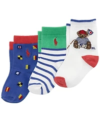 Polo Ralph Lauren Baby Boys' Sailing Bear Socks, 3-Pack