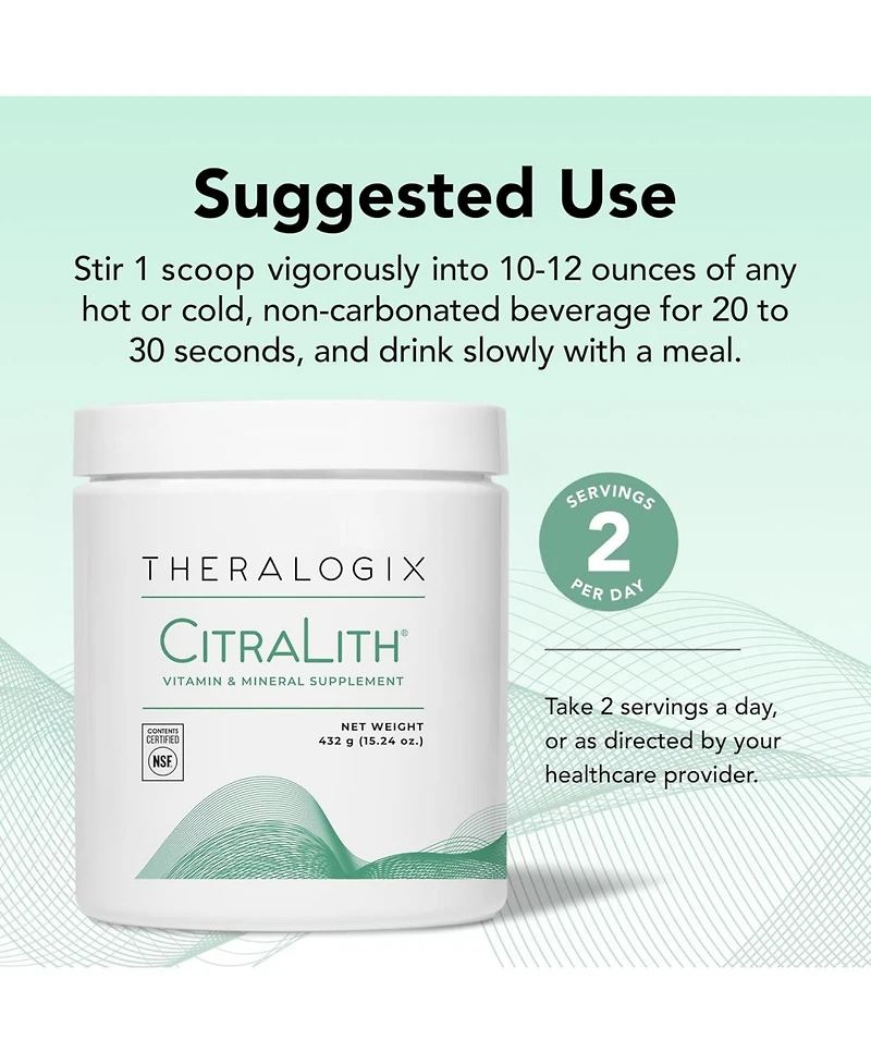 Theralogix CitraLith Canister Vitamin & Mineral Supplement - 90-Day Supply - Kidney Health Support for Healthy Kidney Function