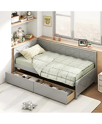 Slickblue Modern Twin Daybed with Two Drawers and Slat Support - 42