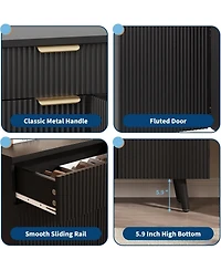 gaomon 47" Fluted Sideboard Buffet Cabinet with Doors Drawers Storage