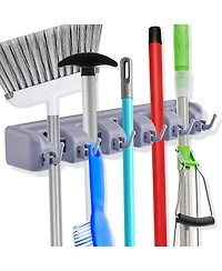 Sorbus 16 Inch Wall-Mounted Mop, Broom Organizer - Holds Up to 11 Items - Ideal for Kitchen, Laundryroom