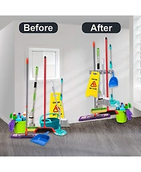 Sorbus 16 Inch Wall-Mounted Mop, Broom Organizer - Holds Up to 11 Items - Ideal for Kitchen, Laundryroom