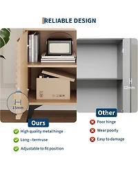 gaomon Farmhouse Sideboard Buffet Cabinet with Storage,Fluted Storage Adjustable Shelves for Dining Room, Entryway, Kitchen