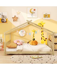 Slickblue Montessori Full Floor Bed with House Frame and Headboard