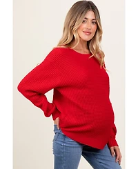 Pinkblush Maternity Heather Waffle Knit Rounded Hem Sweater