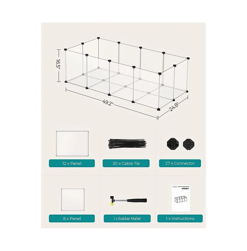 Cozito Modern Indoor Dog Kennel up to 70 lb, Modular Plastic Enclosure with Floor Panels, Easy Assembly
