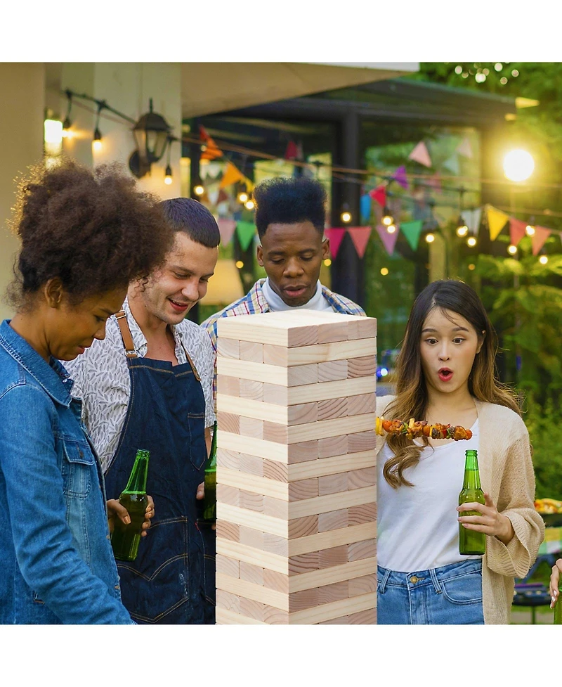 Sugift 60-Piece Giant Tumbling Timber Set with Storage Crate & Scoreboard