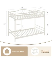 Twin Over Twin Metal Bunk Bed with Ladder & Full Guardrails, Heavy-Duty, Space-Saving, 400 lb Capacity, Noise-Free