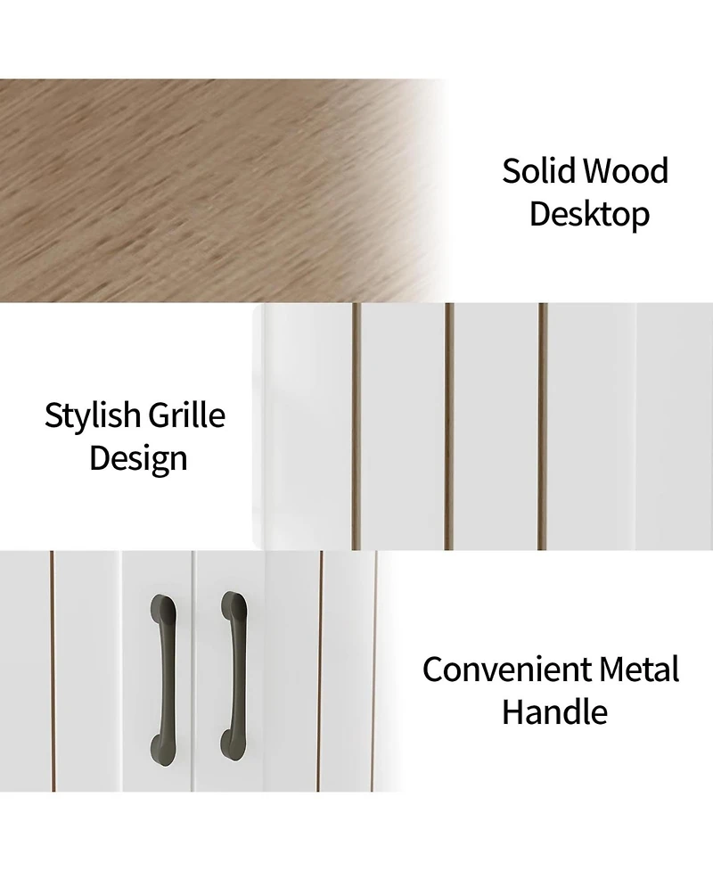 gaomon 42.5 in Sideboard Buffet Cabinet with Storage, Wooden Kitchen Storage Cabinet with Adjustable Shelf, Drawers & Barn Doors