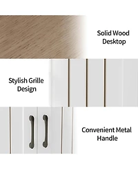 gaomon 42.5 in Sideboard Buffet Cabinet with Storage, Wooden Kitchen Storage Cabinet with Adjustable Shelf, Drawers & Barn Doors