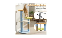 Aostirmotor 29-Inch Cat Tree Tower with Anti-Tip Base, 4 Multi-Level Perches & Jute Scratching Posts for All Cats, Large Kittens to Adults