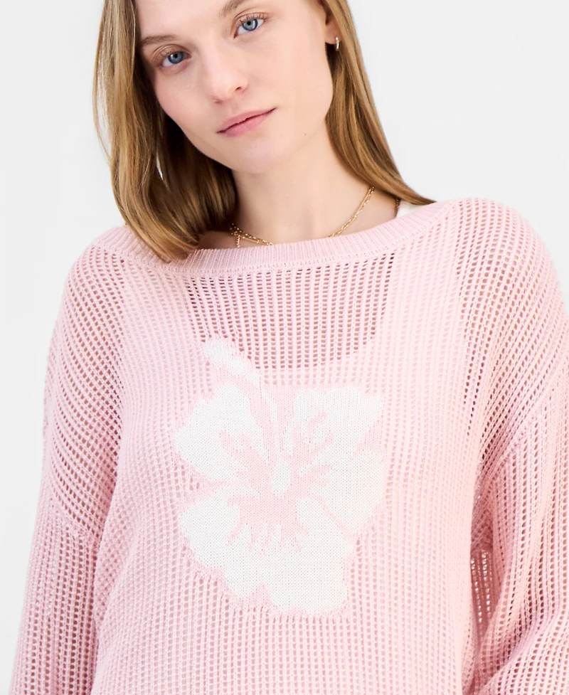 Ultra Flirt Juniors' Icon Open-Knit Sweater