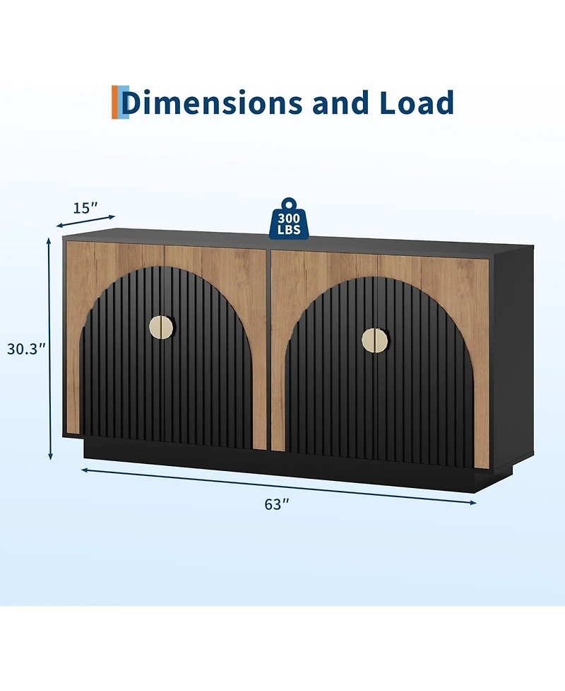 "Gaomon Modern Farmhouse Sideboard Buffet Cabinet with Fluted Doors – Versatile Storage for Dining Room, Coffee Bar, Kitchen & Wine Bar