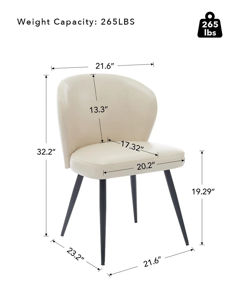 gaomon Set of 6 Pu Leather Upholstered Accent Dining Chairs, Curved Backrest with Sturdy Steel Legs