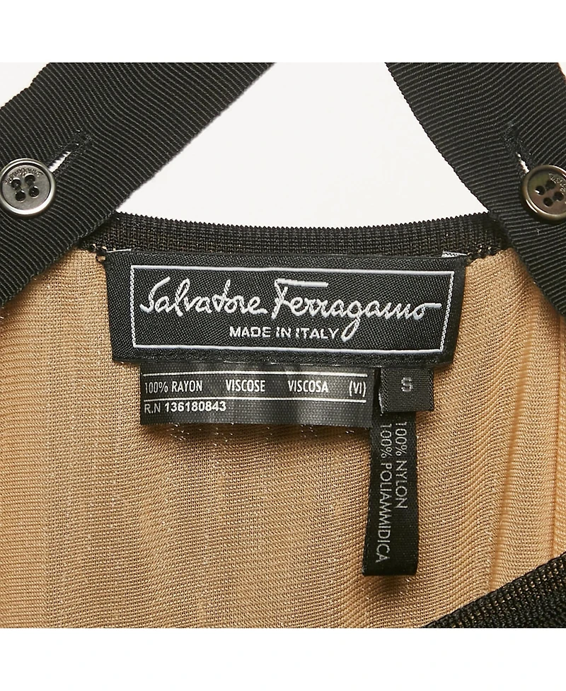 Pre-Owned Salvatore Ferragamo Women's Black Rib Knit Strappy Dress