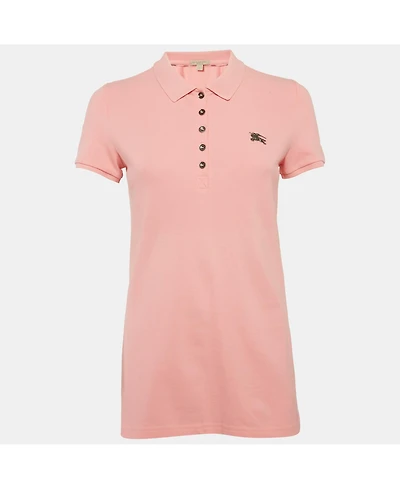 Pre-Owned Burberry Women's Brit Pink Cotton Pique Polo T-Shirt