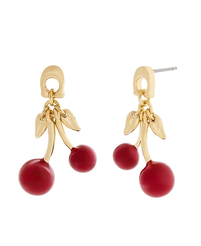 Coach Red Signature C Cherry Drop Earrings