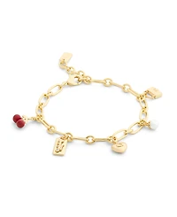 Coach Faux Stone Signature Cherry Charm Link Bracelet