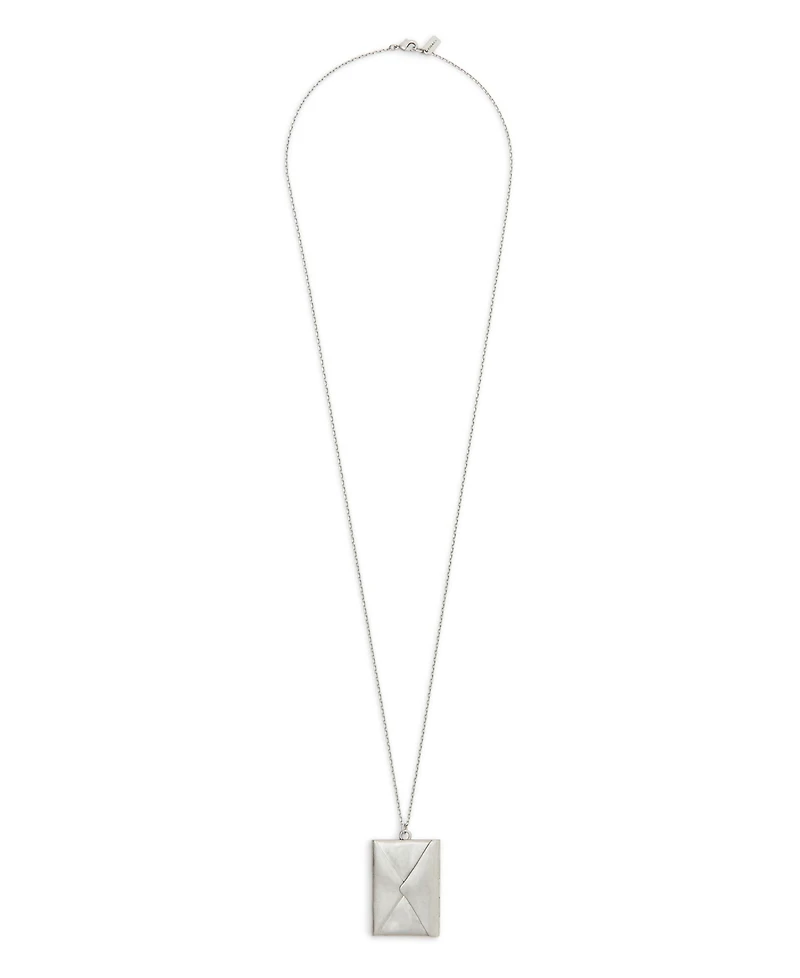 Coach Antique Silver Runway Envelope Pendant Necklace