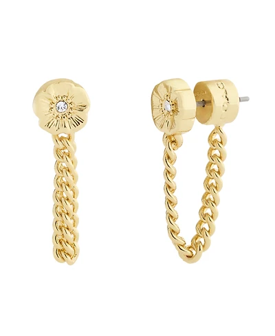 Coach Faux Stone Signature Tea Rose Front Back Earrings