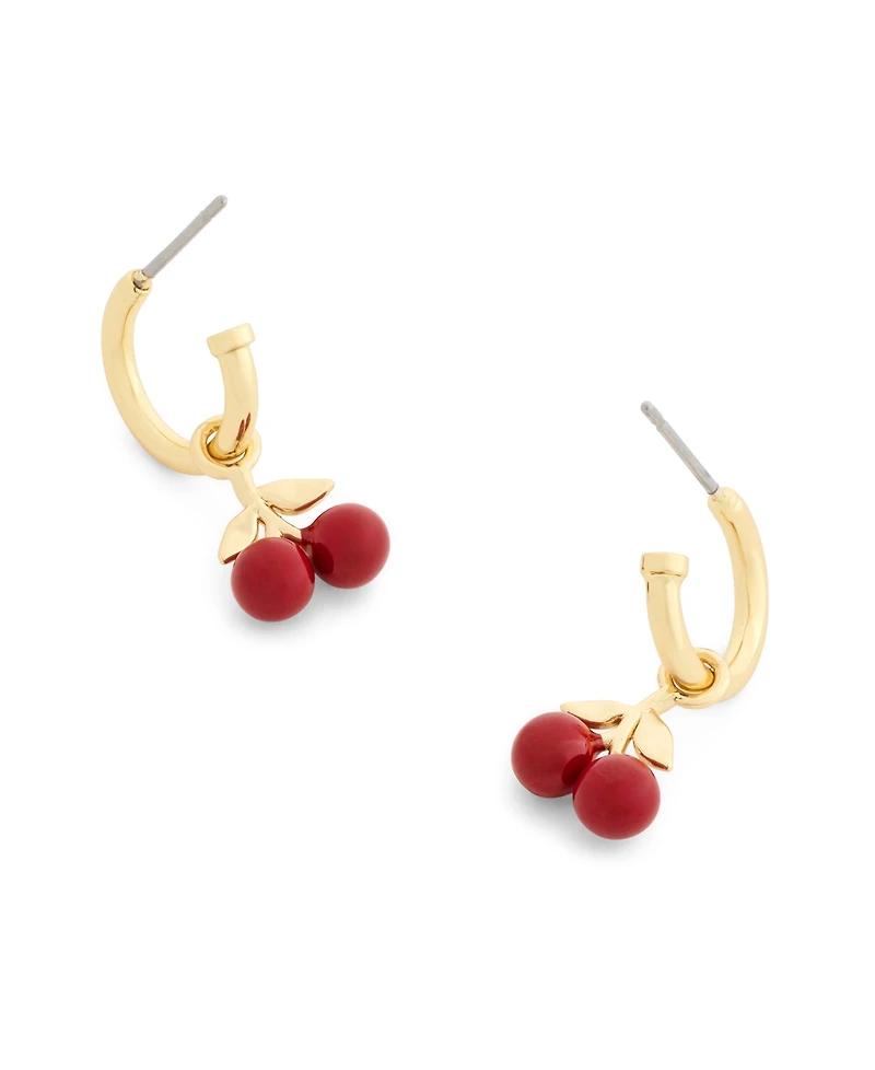 Coach Red Cherry Charm Huggie Earrings