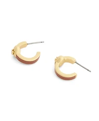Coach Gold Signature C Heart Huggie Earrings
