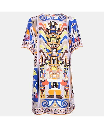 Pre-Owned Emilio Pucci Women's Multicolor Printed Silk Shift Mini Dress