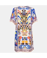 Pre-Owned Emilio Pucci Women's Multicolor Printed Silk Shift Mini Dress