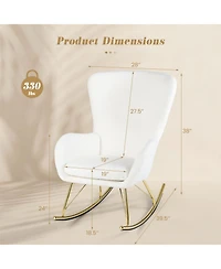 Slickblue Nursery Rocking Chair with Curved Backrest and Armrests