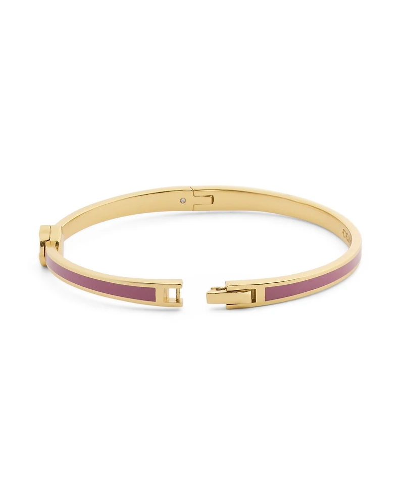 Coach Purple Signature Tea Rose Enamel Bangle Boxed Bracelet