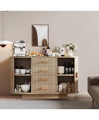 gaomon Fluted Sideboard Buffet Cabinet with Storage, 47in Large Wood Kitchen Storage Cabinet Coffee Bar Console Table