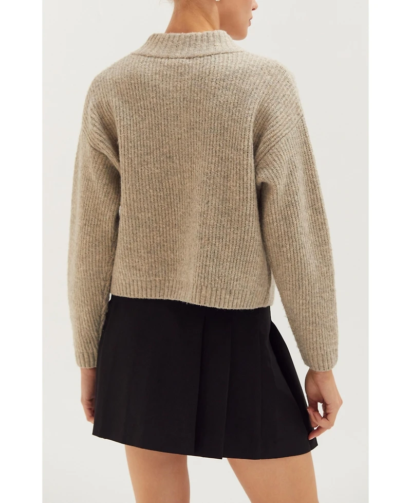 Crescent Women's Dionne Ribbed Knit Sweater Cardigan