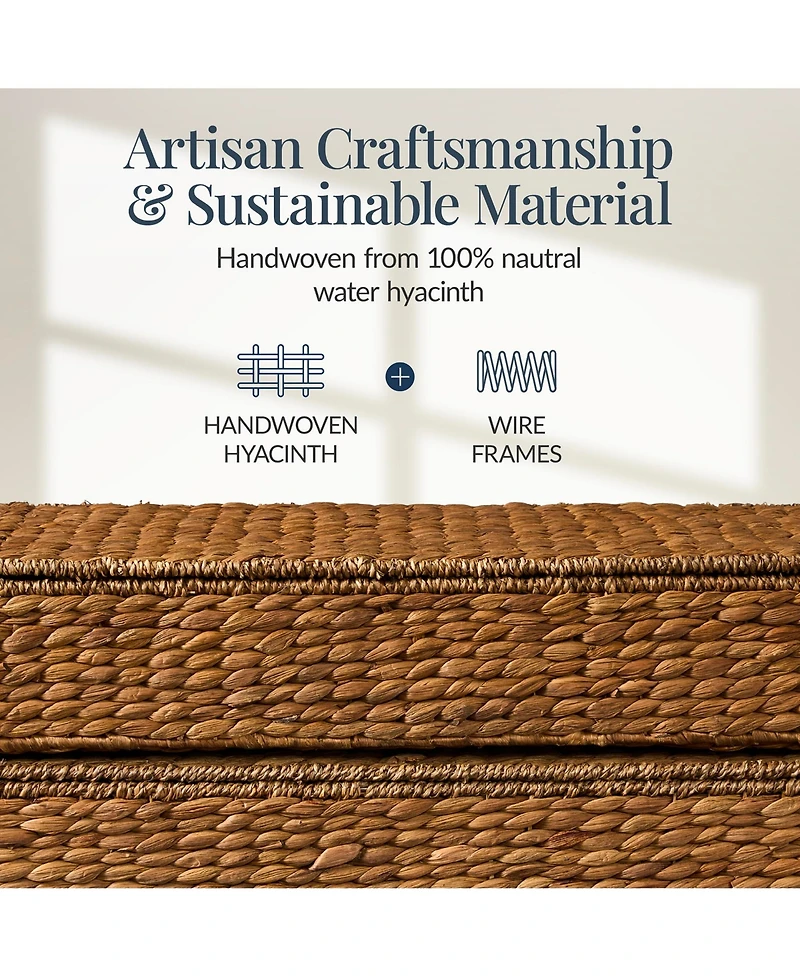 Best Choice Products 2PC Water Hyacinth Nesting Underbed Storage Baskets with Wheels