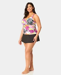 Anne Cole Plus Underwire Drape Front Swim Tankini Top