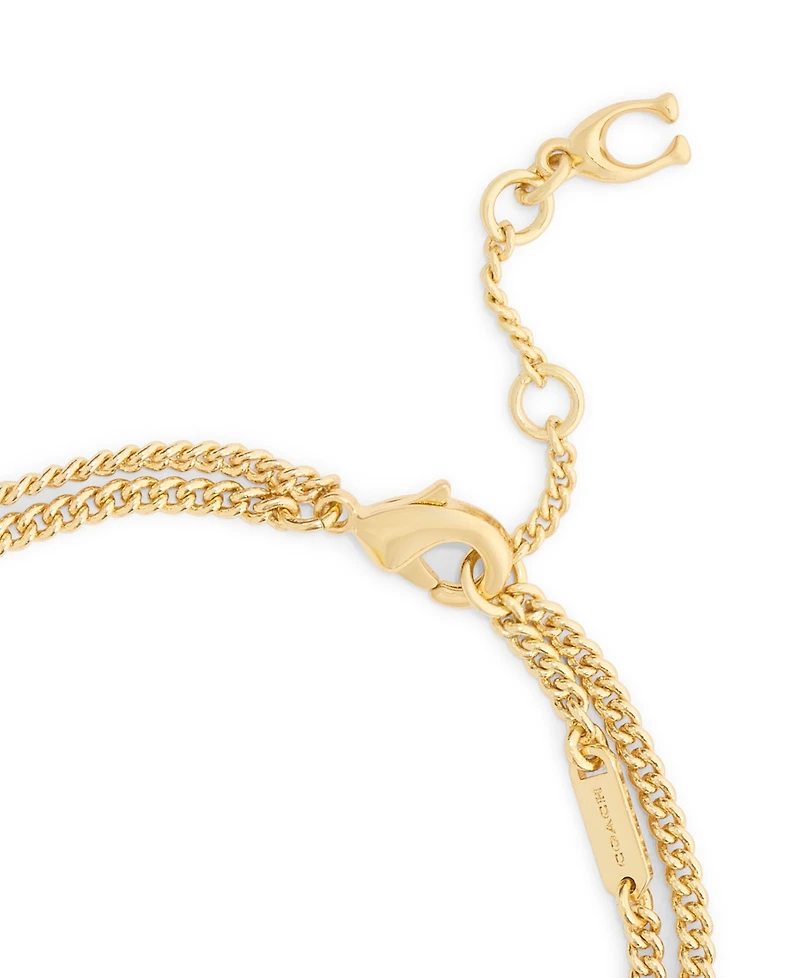 Coach Faux Stone Floral Statement Charm Bracelet