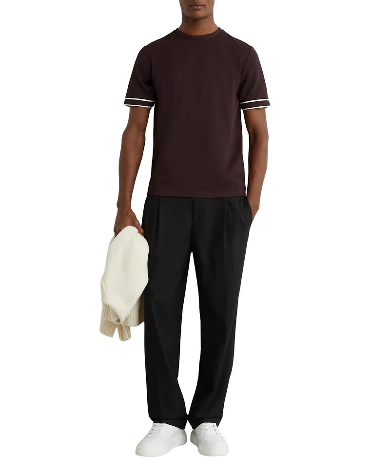 Reiss Men's Piped-Trim Textured T-Shirt