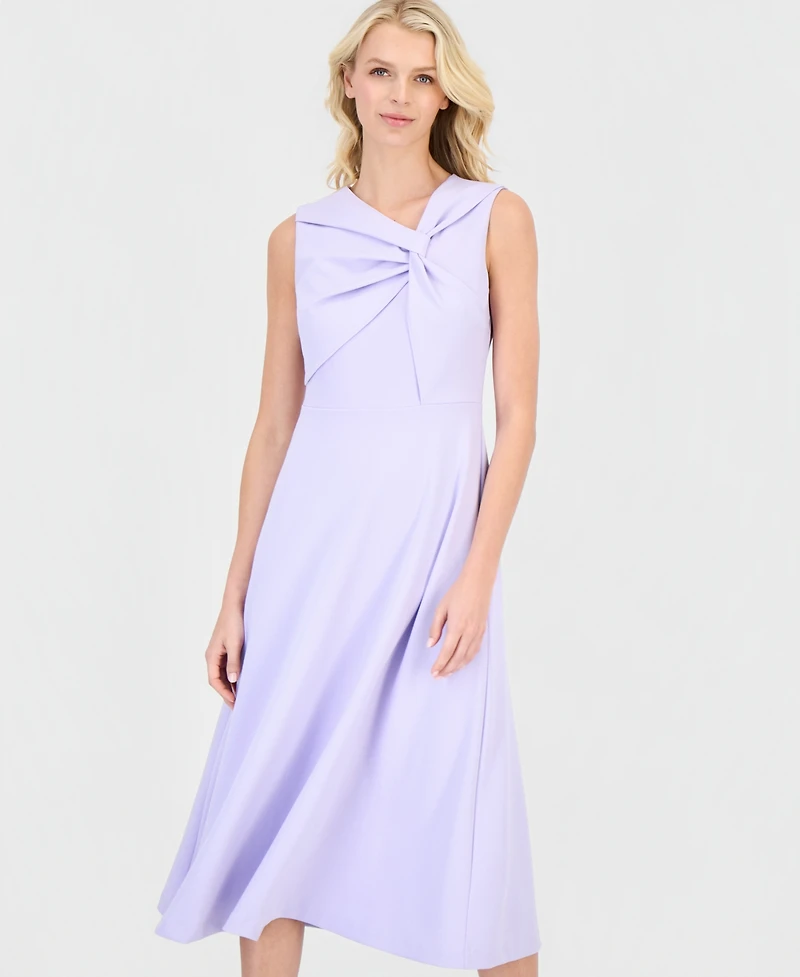 Anne Klein Women's Twist-Front A-Line Midi Dress