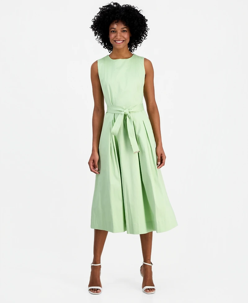 Anne Klein Women's Paneled-Bodice Belted Midi Dress