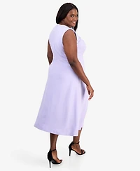 Anne Klein Plus Pebble Crepe Twist-Front Midi Dress
